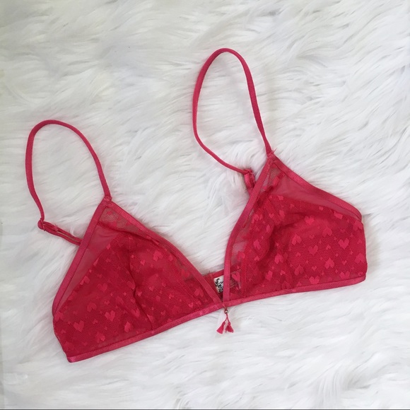 Free People Pink Heart Pattern Bralette - Picture 2 of 8